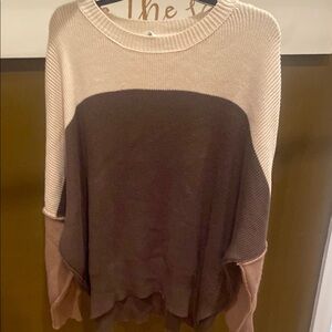 Wishlist Cream and Brown Crew Neck Sweaters
